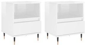 vidaXL Κομοδίνα 2 τεμ. Γυαλ. Λευκό 40 x 35 x 50 εκ. Επεξεργασμένο Ξύλο
