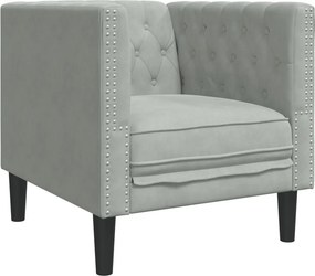 vidaXL Πολυθρόνα Chesterfield Ανοιχτό Γκρι Βελούδινη