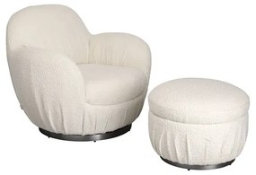 Πολυθρόνα Περιστρεφόμενη Swivel Μπουκλέ Μπεζ 88x77x90εκ. - Μπεζ