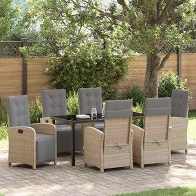 vidaXL Σέτ φαγητού για κήπο 7 pcs Μπεζ συνθετικό ρατάν