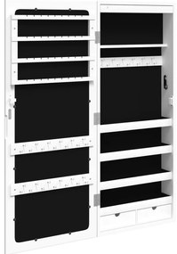 vidaXL Έπιπλο Κοσμημάτων με Καθρέφτη/LED Φώτα Επιτοίχιο Λευκό