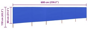 vidaXL Προστατευτικό Αέρα με 5 Πάνελ Αζούρ Μπλε 600x80 εκ. Υφασμάτινο