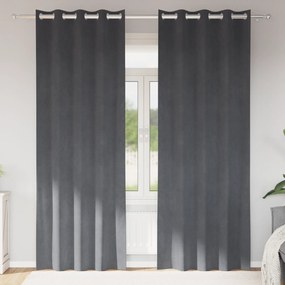 vidaXL Curtains Blackout  με Μάτια 2 τμχ Σούπερ Ανοιχτό Γκρι Βελούδο
