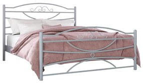 Metal Bed Ramon Χρώμιο, 160x190 εκ., Με σχέδιο στο ποδαρικό