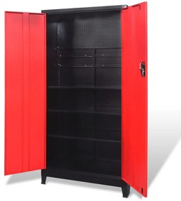 vidaXL Ντουλάπα Εργαλείων 2 Πόρτες Μαύρη/Κόκκινη 90x40x180 εκ Ατσάλινη