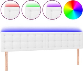 vidaXL Κεφαλάρι Κρεβατιού LED Λευκό 200x5x78/88 εκ. Συνθετ. Δέρμα