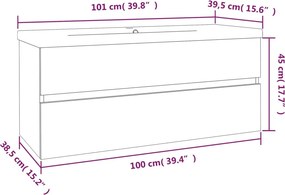 vidaXL Ντουλάπι Μπάνιου με Νιπτήρα Καπνιστή Δρυς Επεξεργασμένο Ξύλο