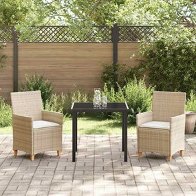 vidaXL Σέτ φαγητού για κήπο 3 pcs Μπεζ συνθετικό ρατάν