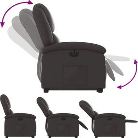 vidaXL Πολυθρόνα Ηλεκ. Ανακλινόμενη Ανύψωση Σκ. από Γνήσιο Δέρμα