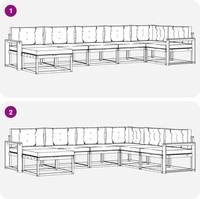 vidaXL Σειρά Καναπέ Εξωτερικού με μαξιλάρι 7 pcs Λευκό και Μπεζ