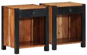 Κομοδίνο 2 pcs Καφέ 40 x 35 x 50 εκ. Στερεό Ξύλο Ακακίας