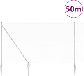 vidaXL Εξωτερική εξάγωνη περίφραξη με στήλη 50 x 1,5 m Ασημί Δίχτυ