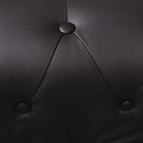 Καναπές Γωνιακός Πενταθέσιος Chesterfield Μαύρος Συνθετικό Δέρμα - Μαύρο
