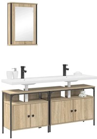 vidaXL Σετ Επίπλων Μπάνιου με ράφι με πόρτα 3 pcs Καφέ 80 x 30 x 60 cm