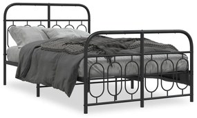 Πλαίσιο Κρεβατιού με Κεφαλάρι&Ποδαρικό Μαύρο 120x190εκ. Μέταλλο