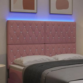 vidaXL LED κεφαλάρι Ροζ Βελούδο
