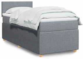 vidaXL Κρεβάτι Boxspring με Στρώμα Ανοιχτό Γκρι 90x200 εκ. Υφασμάτινο