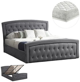 ΚΡΕΒΑΤΙ ΔΙΠΛΟ ΜΕ ΣΤΡΩΜΑ & ΑΠΟΘ.ΧΩΡΟ ODELIA HM21279.01 ΓΚΡΙ ΒΕΛΟΥΔΟ--ΓΙΑ 160x200εκ