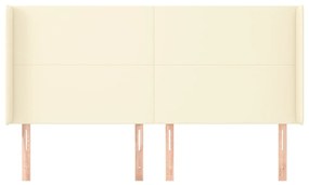vidaXL Κεφαλάρι με Πτερύγια Κρεμ 163x16x118/128 εκ. Συνθετικό Δέρμα