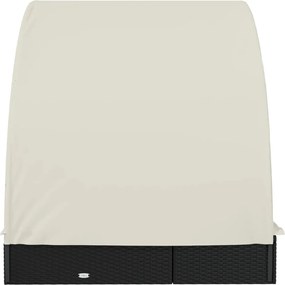 vidaXL Ξαπλώστρα 2 Ατόμων Στρογγ Οροφή Μαύρη 211x111x140εκ Συνθ. Ρατάν