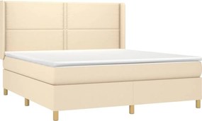 vidaXL Κρεβάτι Boxspring με Στρώμα Κρεμ 180x200 εκ. Υφασμάτινο