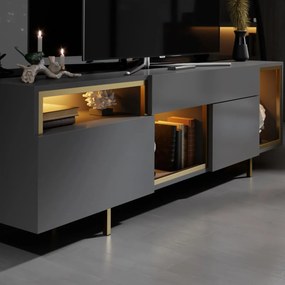 Έπιπλο Τηλεόρασης Ανθρακί / Χρυσό IDEDROS 180x32x55
