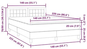 Box Spring Κρεβάτι με στρώμα Σκούρο γκρι 140x220 cm Βελούδινο - Γκρι