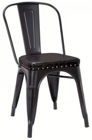 RELIX Καρέκλα, Μέταλλο Βαφή Μαύρο Matte, Κάθισμα Pu Μαύρο, Στοιβαζόμενη Ε5191Ρ,15Μ