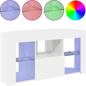 vidaXL Γωνιακός LED Τηλεοπτικός Κάμπινγκ Υψηλή γυαλιστερή Λευκή