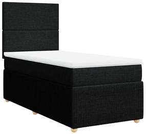 vidaXL Κρεβάτι Boxspring με Στρώμα Μαύρο 100 x 200 εκ. Υφασμάτινο