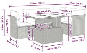 Καναπές Κήπου 6 Τεμαχίων Μαύρο από Συνθετικό Ρατάν με Μαξιλάρια - Μαύρο