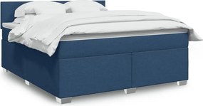 vidaXL Κρεβάτι Boxspring με Στρώμα Μπλε 180x200 εκ. Υφασμάτινο