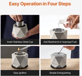 VEVOR Tabletop Fire Pit Bowl Concrete Fireplace Indoor Outdoor for Patio