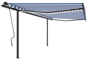 Τέντα Αυτόματη με LED &amp; Αισθ. Ανέμου Μπλε / Λευκό 4 x 3 μ. - Μπλε