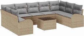 vidaXL Σετ Καναπέ με μαξιλάρι 10 pcs Μπεζ Πολυ Ρατάν