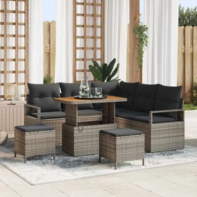 vidaXL Σετ Καναπέ Κήπου με μαξιλάρι 8 pcs Γκρι Πολυ ράταν