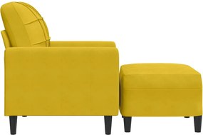 vidaXL Πολυθρόνα Κίτρινη 60 εκ. Βελούδινη με Υποπόδιο