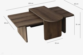 Σετ Τραπεζιών Σαλονιού Μπρονζέ / Καρυδί LELAL 82x60x35