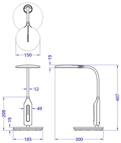 Φωτιστικό Γραφείου LED Blain Μαύρο ABS &amp; Σιλικόνη Φ18,5x40,7Yεκ.