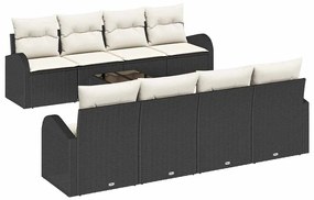 vidaXL Σετ Καναπέ Κήπου με μαξιλάρι 9 pcs Μαύρο, Κρέμα 55 x 55 x 37 εκ