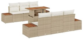 vidaXL Σέτ φαγητού για κήπο 7 pcs Μπεζ, Κρέμα 100 x 55 x 73 εκ