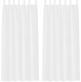 vidaXL Κουρτίνες με κουρτίνες 2 pcs Λευκό 140x175cm Πολυεστέρας