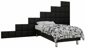 Κρεβάτι continental Logan 105, Μονόκλινο, Continental, Μαύρο, 120x200, Οικολογικό δέρμα, Τάβλες για Κρεβάτι, 360x200x180cm, 92 kg, Στρώμα: Ναι