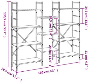 Βιβλιοθήκη Sonoma Δρυς 160x28,5x136,5 εκ. Επεξεργασμένο Ξύλο - Καφέ