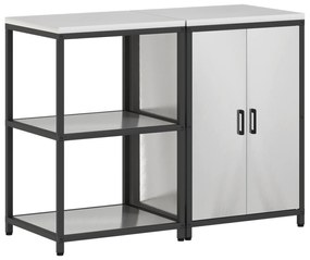 vidaXL Σετ Αποθήκευσης Κουζίνας με ράφι 2 pcs Ασημί 120 x 50 x 92 εκ.
