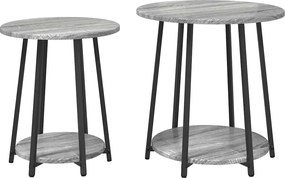 vidaXL Σετ βοηθητικά τραπεζάκια με ράφι 2 pcs Γκρι Σονομα και Μαύρο