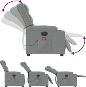 vidaXL Πολυθρόνα Μασάζ Ανακλινόμενη Ανοιχτό Γκρι Υφασμάτινη