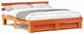 vidaXL Σκελετός Κρεβατιού Καφέ 200 x 200 cm Στερεά ξυλεία πεύκου