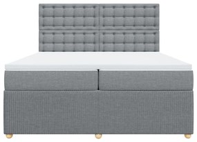 vidaXL Κρεβάτι Boxspring με Στρώμα Ανοιχτό Γκρι 200x200 εκ. Υφασμάτινο