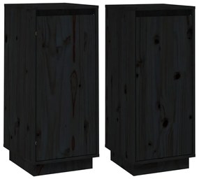 Ντουλάπια 2 τεμ. Μαύρα 31,5 x 34 x 75 εκ. από Μασίφ Ξύλο Πεύκου - Μαύρο